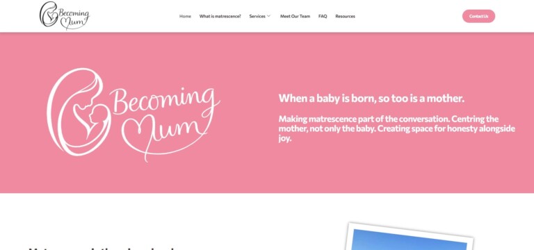 Becoming Mum website homepage