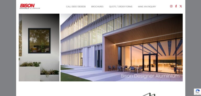 Bison Designer Aluminium website homepage