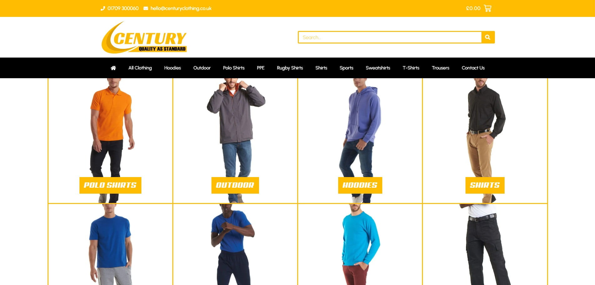 Century Clothing website homepage