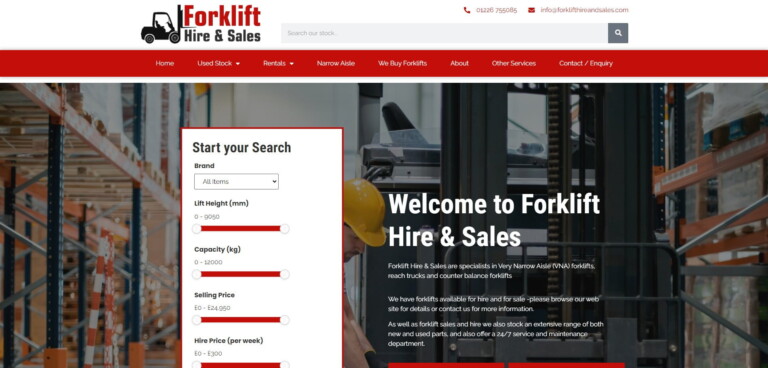 Forklift Hire & Sales website homepage