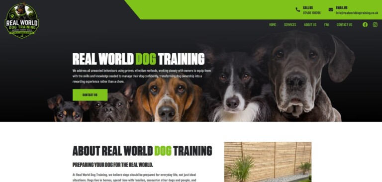Real World Dog Training website homepage