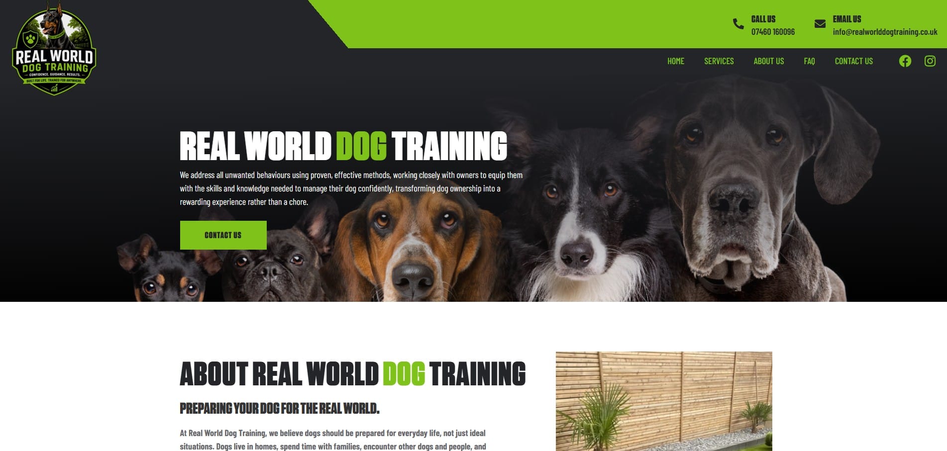 Real World Dog Training website homepage