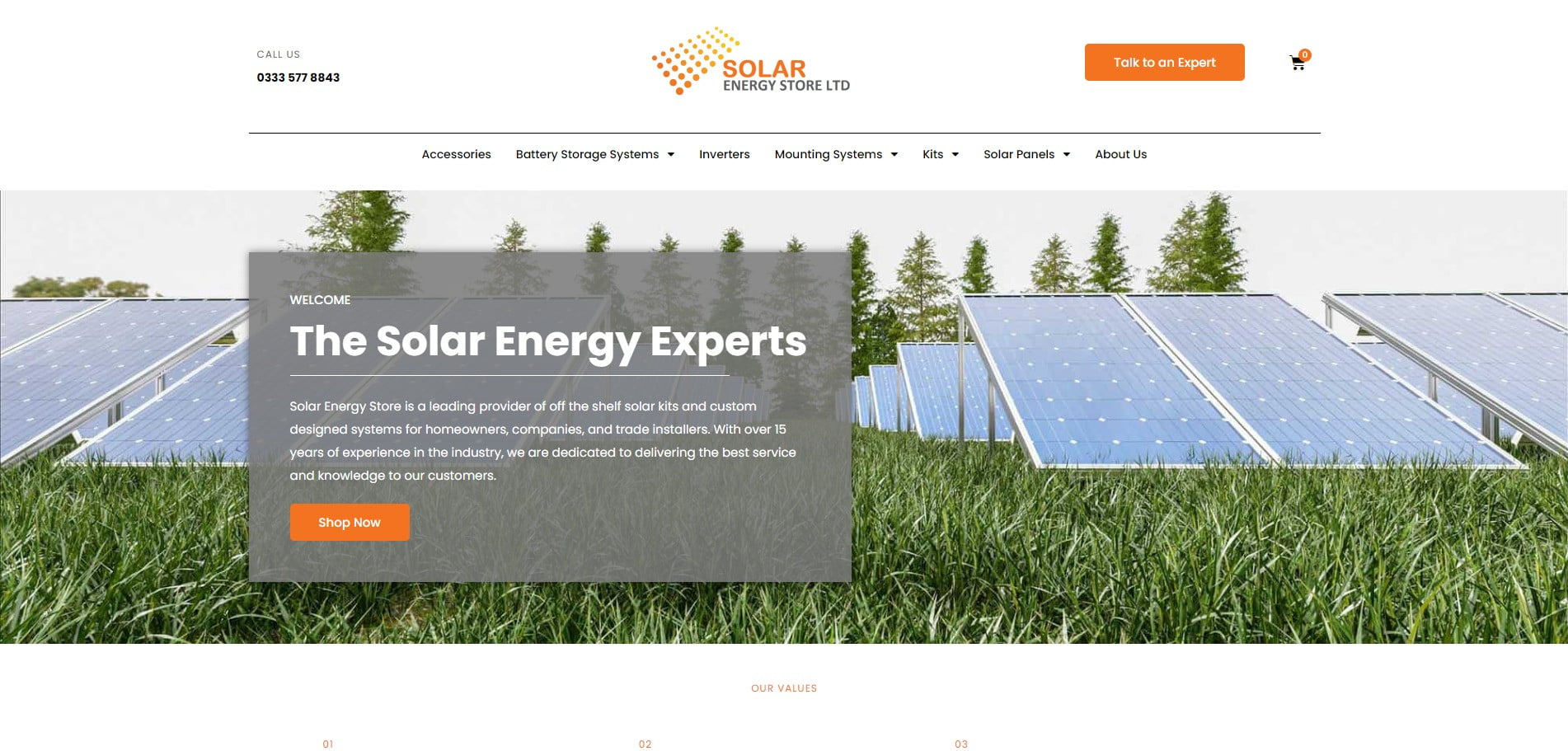 Solar Energy Store website homepage