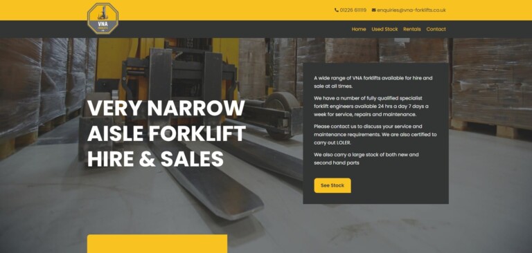 VNA Forklifts website homepage